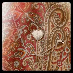 Tiffany & Co. beaded edges silver love necklace